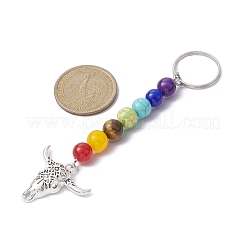 Tibetan Style Alloy Bull Head Kcychain&nbsp;HJEW-JM01311-03