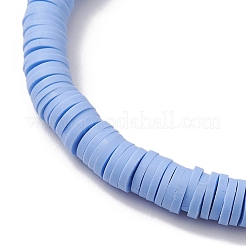 5Pcs 5 Colors Handmade Polymer Clay Disc Beaded Stretch Bracelets&nbsp;BJEW-JB10259-01
