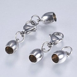 Tarnish Resistant 201 Stainless Steel Cord Ends&nbsp;STAS-F145-03P-9x6mm