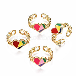 Brass Enamel Cuff Rings&nbsp;RJEW-N035-003-NF