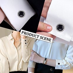 1 Set Brass Rhinestone Cufflinks for Men&nbsp;KK-WR0001-11