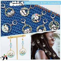 Alloy Enamel Panda Pendant Stitch Markers&nbsp;HJEW-AB00267