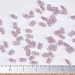 MIYUKIハーフティラビーズ  日本製シードビーズ  2の穴  (htl142fr) マットトランスペアレントスモーキーアメジストab  5x2.3x1.9mm  穴：0.8mm  約1250個/50g&nbsp;SEED-X0054-HTL142FR