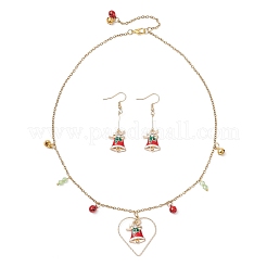 Christmas Bell Alloy Enamel Pendant Necklace & Dangle Earrings Sets&nbsp;SJEW-JS01344