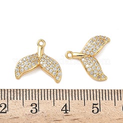 真鍮製マイクロパヴェキュービックジルコニアチャーム  ニッケルフリー  18KGP本金メッキ  人魚の尾の形  14.5x15.5x3mm  穴：1.2mm&nbsp;KK-Z136-74G-01