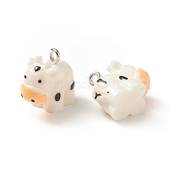 不透明樹脂ペンダント  プラチナトーンの鉄ループ付き  3dカーフチャーム  リネン  16x18x9.5mm  穴：2mm&nbsp;RESI-XCP0001-87