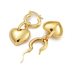 Rack Plating Heart Brass Hoop Earrings&nbsp;EJEW-C116-06G