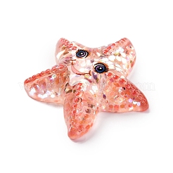 海洋生物をテーマにした樹脂カボション  グリッターパウダー付き  ヒトデ  28x30.5x8mm&nbsp;RESI-Q010-01E