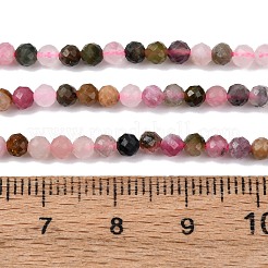 天然石トルマリンビーズ連売り  多面カット  ラウンド  3mm  穴：0.5mm  約142個/連  15.16インチ&nbsp;G-R362-11