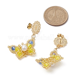 Glass Seed Beads Butterfly Stud Earrings&nbsp;EJEW-MZ00271-02