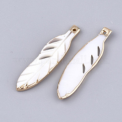 淡水シェルペンダント  羽  ライトゴールド  38~39x9.5~10x2mm  穴：1.2mm&nbsp;SHEL-T012-03