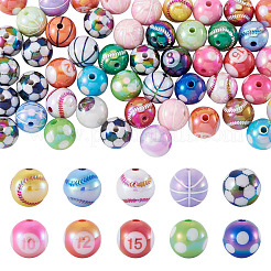 50Pcs 5 Styles Sport UV Plating Acrylic Beads Sets&nbsp;OACR-TA0004-14
