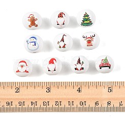 60Pcs 10 Styles Painted Natural Wood Round Beads&nbsp;WOOD-FS0002-46