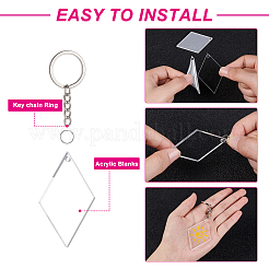 DIY Rhombus with Angle Acrylic Blank Pendant Keychain Making Kits&nbsp;DIY-BC0001-63B