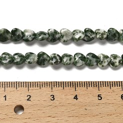 天然グリーンスポットジャスパービーズ連売り  ハート  5.5x6~6.5x2.5~3mm  穴：0.7mm  約69~72個/連  14.88~15.2（37.8~38.6センチメートル）&nbsp;G-P575-C16-6mm