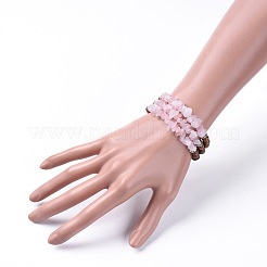 Three Loops Natural Rose Quartz Chip Beads Wrap Bracelets&nbsp;BJEW-JB04657-02