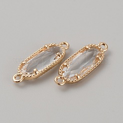 Golden Plated Brass Pave Glass Connector Charms&nbsp;FIND-WH0110-728G-11
