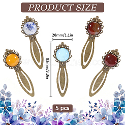 5Pcs Mixed Natural & Synthetic Round Gemsotne Bookmarks&nbsp;AJEW-OC0016-56A