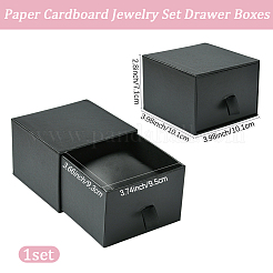PUレザージュエリーウォッチ引き出しボックス  枕付き  正方形  ブラック  10.1x10.1x7.1cm&nbsp;CON-WH20008-12