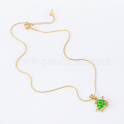 3Pcs Stainless Steel Lime Green Enamel Ocean Turtle Pendant Necklaces&nbsp;FE9863