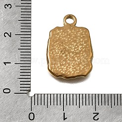 304ステンレスペンダント  花のチャームが付いたハンマー仕上げの長方形  イオンプレーティング（ip）  18KGP本金メッキ  22x15x2.5mm  穴：3mm&nbsp;SA-CBA7C25-02C-G