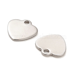 変色しないステンレスペンダント  ハートチャーム  ステンレス鋼色  9.5x9.5x1mm  穴：1mm&nbsp;STAS-L276-01P-04