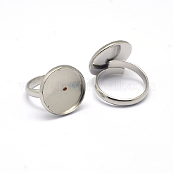 Tarnish Resistant Adjustable 304 Stainless Steel Finger Rings Components&nbsp;STAS-L193-P-14mm