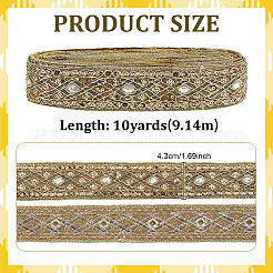 エスニック風ポリエステルリボン  刺繍入りの織りリボン  スパンコール  カーキ  1-3/4インチ（43mm）&nbsp;OCOR-WH0003-084C