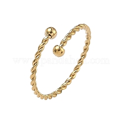 女性用304ステンレススチールカフオープンリング  ツイスト  イオンプレーティング（ip）  ゴールドカラー  18mm&nbsp;RJEW-F206-01G