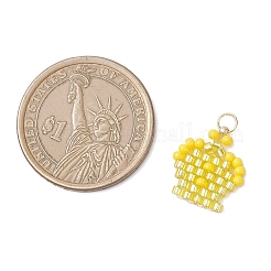 Glass Seed Beaded Crown Pendants&nbsp;PALLOY-MZ00980-03