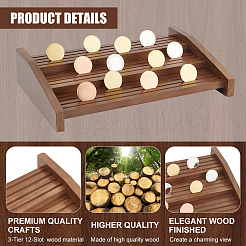 3-Tier 12-Slot Wooden Commemorative Coin Display Risers&nbsp;ODIS-WH0017-101