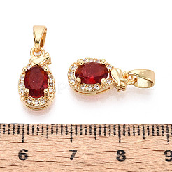 Brass Micro Pave Cubic Zirconia Pendants&nbsp;KK-CJC0015-19G-02