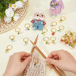 32Pcs 8 Colors Flower Imitated Pearl Acrylic Locking Stitch Markers&nbsp;KEYC-HS00005