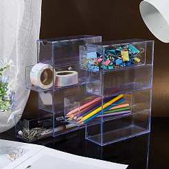 2Pcs 4 Grids Transparent Acrylic Storage Drawer Minifigures Display Case&nbsp;ODIS-WH0079-057