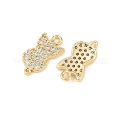 Brass Micro Pave Clear Cubic Zirconia Connector Charms&nbsp;KK-B167-11G