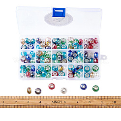 ガラスヨーロピアンビーズ  大穴ビーズ  真鍮コアと  ロンデル  ミックスカラー  9x14x14mm  穴：4.5mm  約100個/箱&nbsp;GPDL-TA0001-01