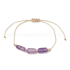 Natural Mixed Gemstone Colunm Braided Bead Bracelet&nbsp;BJEW-JB09761
