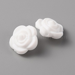 食品グレードの環境に優しいシリコーンビーズ  両面バラ  雪  20.5x12.5mm  穴：2mm&nbsp;FIND-WH0125-43C