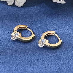 Brass with Cubic Zirconia Hoop Earrings&nbsp;KK-CBACA55-07G