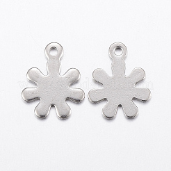 変色しにくい304ステンレススチールチャーム  花  ステンレス鋼色  13x10.5x0.8mm  穴：1.2mm&nbsp;STAS-L200-33P