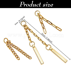 3Pcs 304 Stainless Steel Cable Chains & Curb Chains & Paperclip Chains with Brass Bar Pendants&nbsp;PALLOY-OC00053