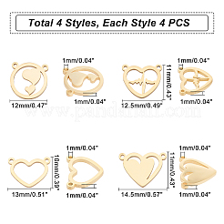 16Pcs 4 Style PVD Vacuum Plating 304 Stainless Steel Pendants&nbsp;STAS-UN0029-35
