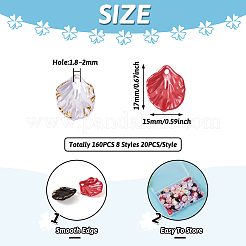 160 個 8 スタイルホットスタンプ不透明樹脂ペンダント  花びらのチャーム  イミテーションシェル＆パール  ミックスカラー  17x15x4~4.5mm  穴：2~2.5mm  20個/スタイル&nbsp;RESI-TA0001-48