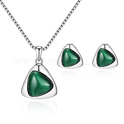 Triangle Alloy & Plastic Pendant Necklaces & Stud Earrings Sets&nbsp;FS-WG3E666-01