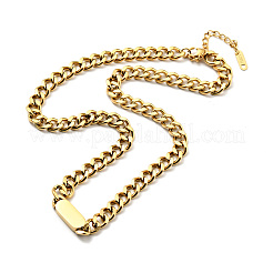 Ion Plating(IP) 304 Stainless Steel Rectangle Pendant Necklace with Curb Chains for Men Women&nbsp;NJEW-P229-18G