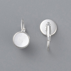 304ステンレススチールフレンチフックピアスセッティング  フラットラウンド  銀  トレイ：14mm  27x16x13.5mm  ピン：0.7mm&nbsp;STAS-F191-03S-14mm