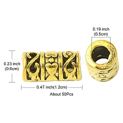 チベット風合金ビーズ  鉛フリー＆カドミウムフリー  コラム  アンティーク黄金  12x6mm  穴：3.5mm&nbsp;PALLOY-YW0001-77