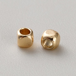 真鍮ビーズ  キューブ  14KGP本金メッキ  2x2x2mm  穴：1.4mm&nbsp;KK-WH0088-24A-G
