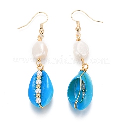 Spray Paint Cowrie Shell Dangle Earrings&nbsp;EJEW-JE04369-02
