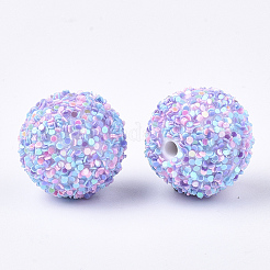 アクリルビーズ  キラキラビーズ  スパンコール/スパンコール付き  ラウンド  ライラック  14x13mm  穴：2mm&nbsp;SACR-T345-01B-16